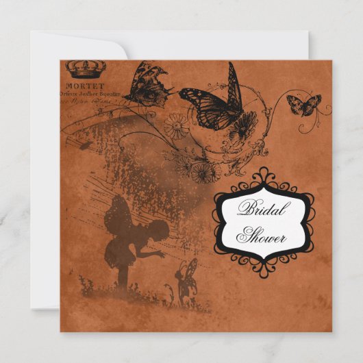 妖精の庭園の結婚式のブライダルシャワーの招待状 招待状 (正面)