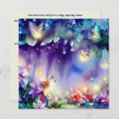 妖精の庭:妖精の輝き、ベビーシャワー 招待状 (正面/裏面)