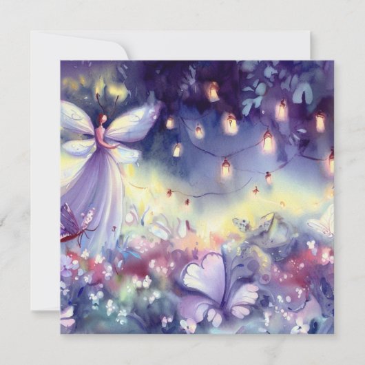 妖精の庭：神秘的な妖精、赤ちゃんシャワー 招待状 (正面)