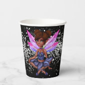 妖精の弦はアフリカ系アメリカ人の女の子を黒く点灯 紙コップ (裏面)