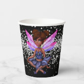 妖精の弦はアフリカ系アメリカ人の女の子を黒く点灯 紙コップ (正面)