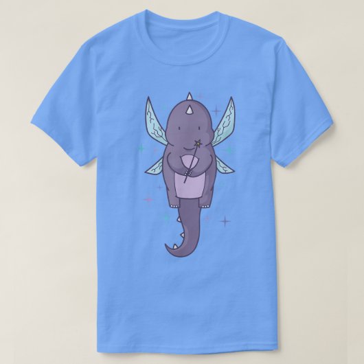 妖精の恐竜と魔法杖 Tシャツ (デザイン正面)
