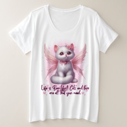 妖精の愛のヒゲ プラスサイズTシャツ (デザイン正面)