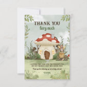 妖精の最初のウッドランドのキノコの最初の誕生日 サンキューカード (正面)