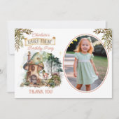 妖精の最初のウッドランドのキノコ1st誕生日の写真 サンキューカード (正面)