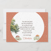 妖精の最初のウッドランドのキノコ1st誕生日の写真 サンキューカード (裏面)