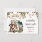 妖精の最初のウッドランド動物キノコの最初の誕生日 サンキューカード (正面)