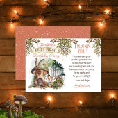 妖精の最初のウッドランド動物キノコの最初の誕生日 サンキューカード