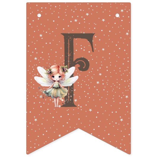 妖精の最初のウッドランド動物キノコの最初の誕生日 バンティングフラッグ (第1の旗)