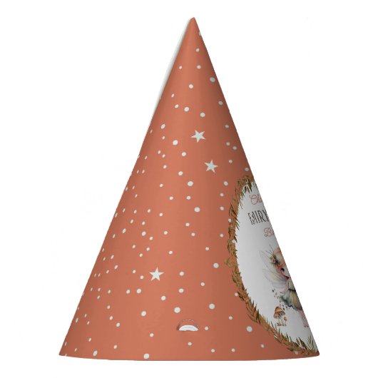 妖精の最初のウッドランド動物キノコの最初の誕生日 パーティーハット (左)