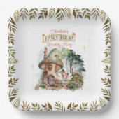 妖精の最初のウッドランド動物キノコの最初の誕生日 ペーパープレート (正面)