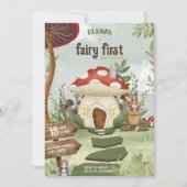 妖精の最初のキノコの森1歳の誕生日 招待状 (正面)