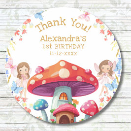 妖精の最初のフローラ女の子1st誕生日ありがとう ラウンドシール