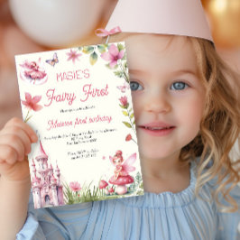 妖精の最初のワイルドフラワー水の色の最初の誕生日 招待状