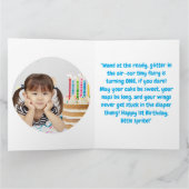 妖精の最初の写真のガーリー子供の誕生日挨拶 カード (内部)