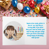 妖精の最初の写真のガーリー子供の誕生日挨拶 カード