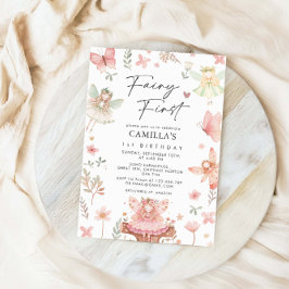 妖精の最初の女の子のふんわり誕生日パーティー 招待状