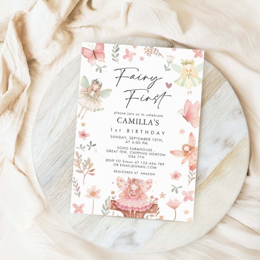 妖精の最初の女の子のふんわり誕生日パーティー 招待状