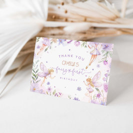 妖精の最初の女の子の誕生日パーティー サンキューカード