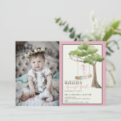 妖精の最初の女の子の1歳の誕生日パーティー オーダーメイド フォト 招待状 (スタンド正面)