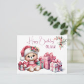 妖精の最初の女の子の1歳の誕生日 ポストカード (スタンド正面)