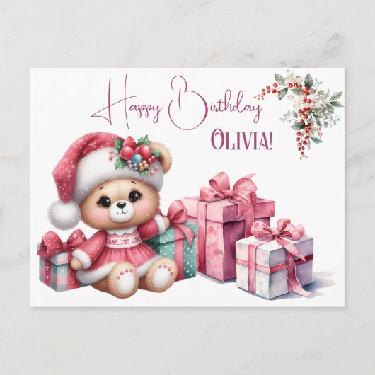 妖精の最初の女の子の1歳の誕生日 ポストカード (正面)