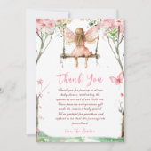 妖精の最初の水色フローラ女の子の最初の誕生日 サンキューカード (正面)