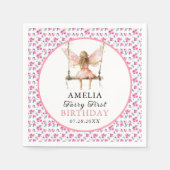 妖精の最初の水色フローラ女の子の最初の誕生日 スタンダードカクテルナプキン (正面)