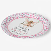 妖精の最初の水色フローラ女の子の最初の誕生日 ペーパープレート (アングル)