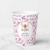 妖精の最初の水色フローラ女の子の最初の誕生日 紙コップ (裏面)