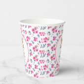 妖精の最初の水色フローラ女の子の最初の誕生日 紙コップ (右)