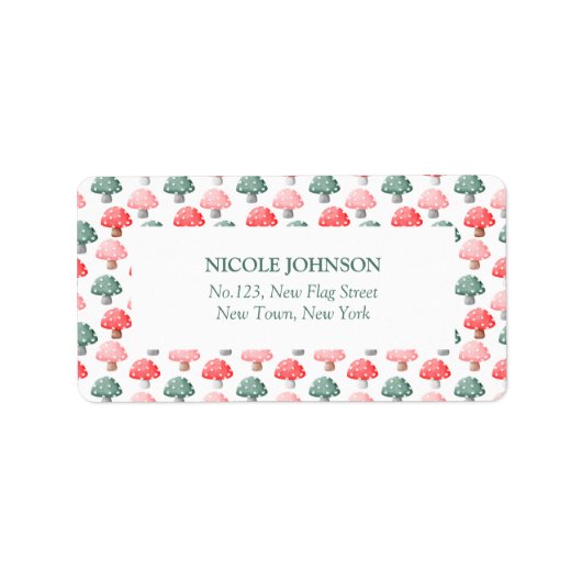 妖精の最初の誕生日かわいいカラフルキノコ ラベル (正面)