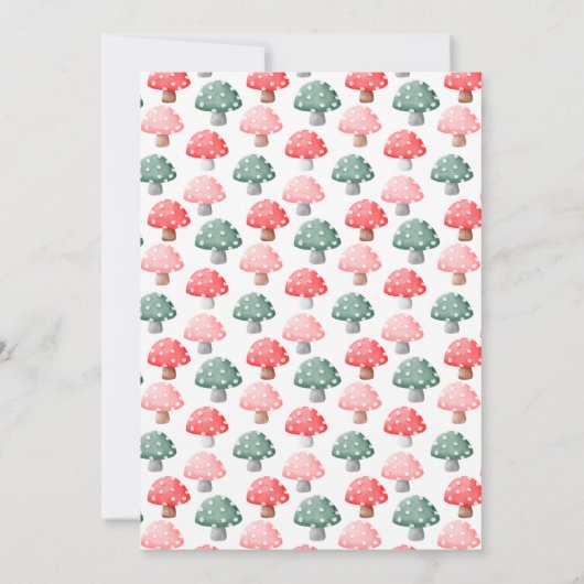 妖精の最初の誕生日かわいいカラフルキノコ 招待状 (裏面)