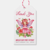 妖精の最初の誕生日かわいらしかわいい女の子の水色 ギフトタグ (正面)