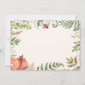 妖精の最初の誕生日の森キノコの緑の写真 招待状 (裏面)