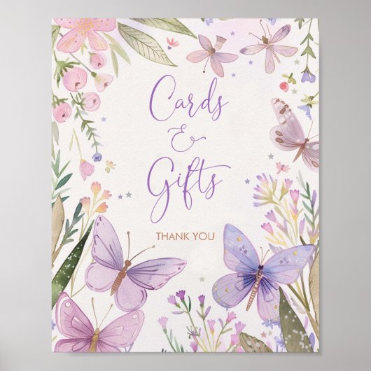 妖精の最初の誕生日ガールカードとギフト ポスター (正面)