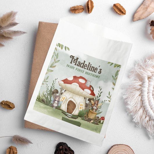 妖精の最初の誕生日キノコ樹林動物 フェイバーバッグ