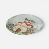 妖精の最初の誕生日キノコ樹林動物 ペーパープレート (アングル)