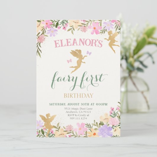 妖精の最初の誕生日パーティフェリー招待状 招待状 (スタンド正面)