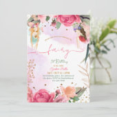 妖精の最初の誕生日パーティベビーガール 招待状 (スタンド正面)