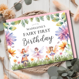 妖精の最初の誕生日パーティーの招待はがき インビテーションポストカード