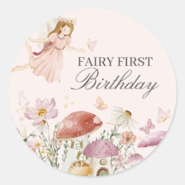 妖精の最初の誕生日パーティーデザートのお気に入り ラウンドシール