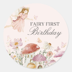 妖精の最初の誕生日パーティーデザートのお気に入り ラウンドシール