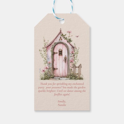 妖精の最初の誕生日パーティーパーソナライズされたありがとう ギフトタグ (裏面)