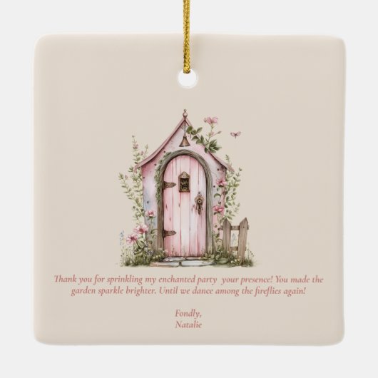 妖精の最初の誕生日パーティーパーソナライズされたありがとう セラミックオーナメント (裏面)