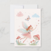 妖精の最初の誕生日ピンクお洒落キャッスルキッズ 招待状 (裏面)