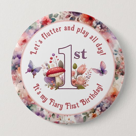 妖精の最初の誕生日フェアリーコアの誕生日ガール 缶バッジ (正面)