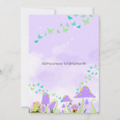 妖精の最初の誕生日プリンセスバタフライキノコ 招待状 (裏面)