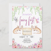 妖精の最初の誕生日プリンセスフローラ水色 招待状 (正面)