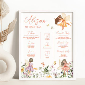 妖精の最初の誕生日マイルストーンのサイン ポスター